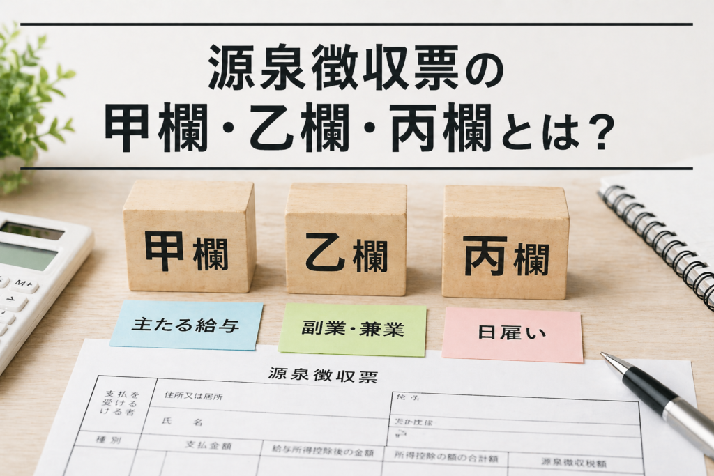 源泉徴収票の甲欄・乙欄・丙欄とは？