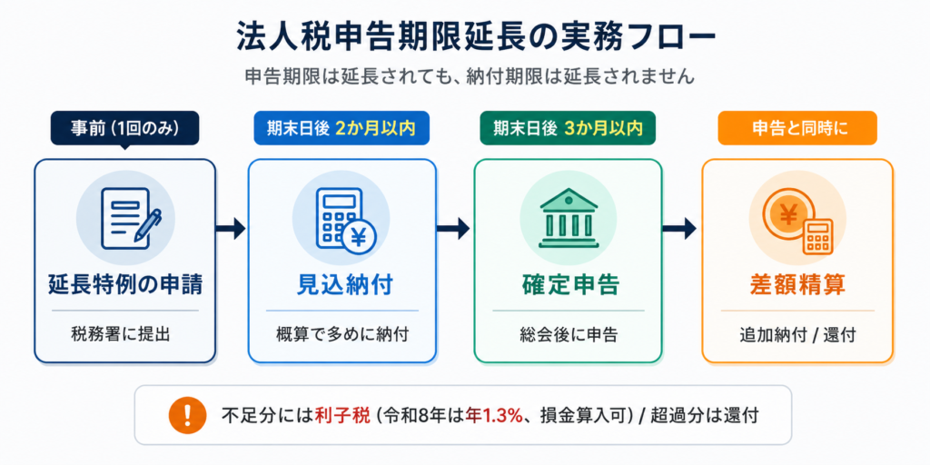 法人税申告期限延長フロー